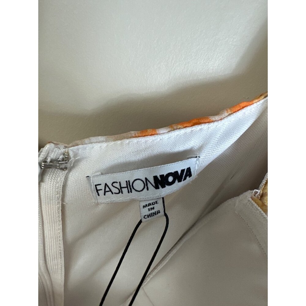 fashion nova xlarge nwt mini dress yellow and cream floral bustier style bodice - Picture 4 of 14